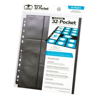Ultimate Guard 32-Pocket Std. Size & Mini-Amercian Pages Black (10)  (UGD010495CN)