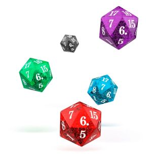 oakie doakie DICE D20 Spindown Dice Set Speckled (5) (ODD600002)