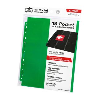 Ultimate Guard 18-Pocket Pages Side-Loading Green (10ct.) (UGD010408CN)