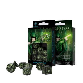Q-Workshop: Elvish Black & glow in the dark Dice Set