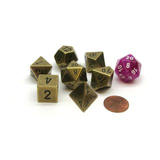 Chessex Metal Old Brass 7 Die Polyhedral Set (27023)