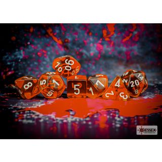 Chessex Polyhedral 7-Die Set - Translucent Orange/white