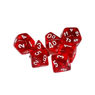 Chessex Translucent Polyhedral Red/white 7-Die Set (23074)