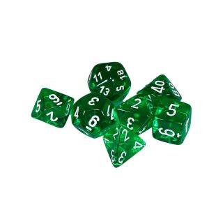 Chessex Translucent Polyhedral Green/white 7-Die Set (23075)
