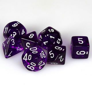 Chessex Translucent Polyhedral Purple/white 7-Die Set (23077)