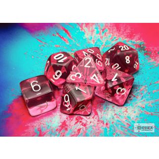 Chessex Translucent Polyhedral Pink/white 7-Die Set
