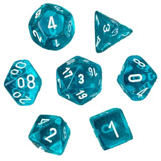 Chessex Translucent Polyhedral Teal/white 7-Die Set (23085)