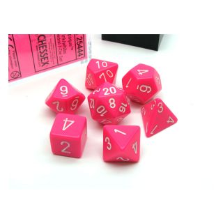Chessex: Opaque - Polyhedral Pink/White 7-Die Set