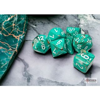 Chessex Marble Polyhedral Oxi-Copper/white 7-Die Set