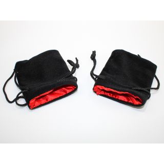 Chessex 3.75" X 4" Velvet Bag Black w/red