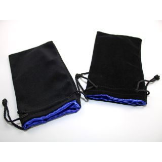 Chessex 5" X 8" Velvet bag Black w/blue