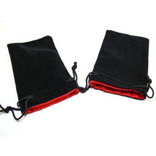 Chessex 5" X 8" Velvet Bag Black w/red