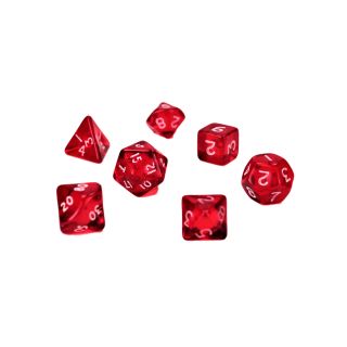 Chessex Trans Mini Polyhedral Red/white 7-die set (23054)