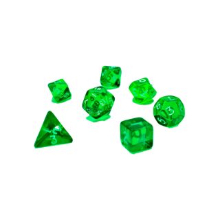Chessex Trans Mini Polyhedral Green/white 7-die set (23055)
