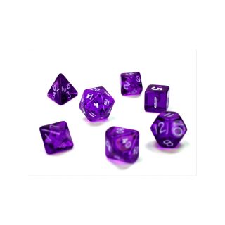 Chessex Trans Mini Polyhedral Purple/white 7-die set (23057)