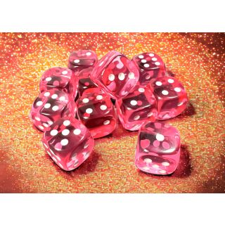 Chessex Translucent 16mm d6 Dice Block (12ct.) - Pink/white