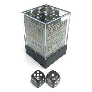 Chessex Translucent 12mm d6 Dice Block (36ct.) - Smoke/White