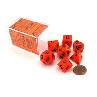 Chessex Opaque Polyhedral Orange/black 7-Die Set (25403)