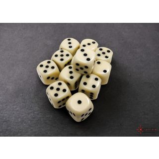Chessex Opaque 16mm d6 Dice Block (12ct.) - Ivory/black