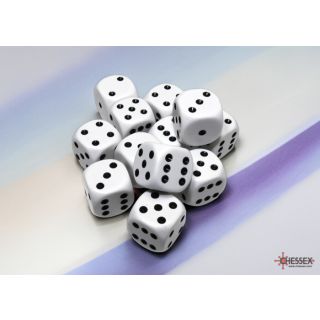 Chessex Opaque 16mm d6 Dice Block (12ct.) - White/black