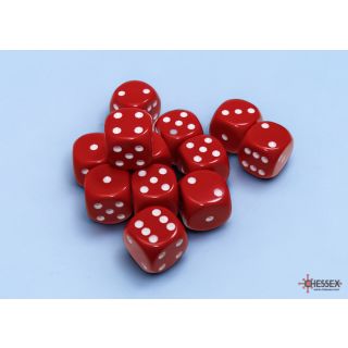 Chessex Opaque 16mm d6 Dice Block (12ct.) - Red/white