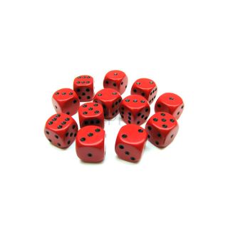 Chessex Opaque 16mm d6 Red/black Dice Block™ (12 dice) (25614)