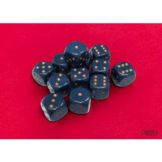 Chessex Opaque 16mm d6 Dice Block (12ct.) - Dusty Blue/copper