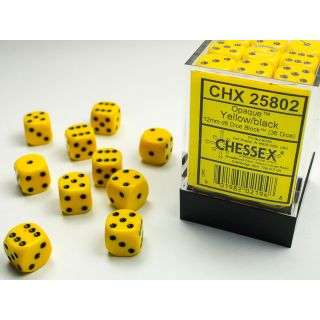 Chessex Opaque 12mm d6 Dice Block (36ct.) - Yellow/black
