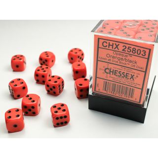 Chessex Opaque 12mm d6 Dice Block (36ct.) - Orange/black