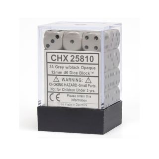 Chessex: Opaque - 12mm d6 Dice Block - Dark Grey/Black