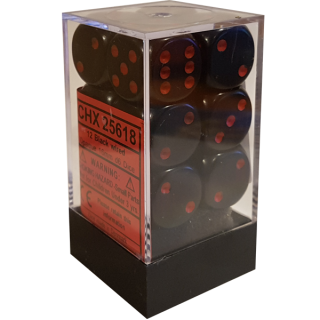 Chessex Opaque 12mm d6 Dice Block (36ct.) - Black/red