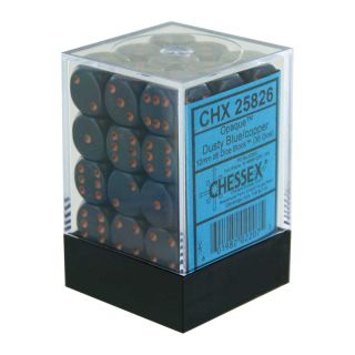 Chessex Opaque 12mm d6 Dice Block (36ct.) - Dusty Blue/copper