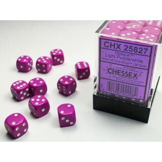 Chessex Opaque 12mm d6 Dice Block (36ct.) - Light Purple/white