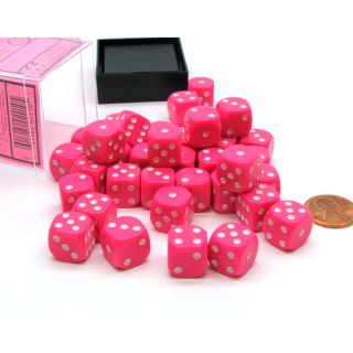 Chessex Opaque 12mm d6 Pink/white Dice Block™ (36 dice) (25844)