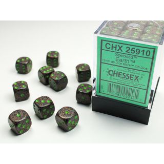 Chessex Speckled 12mm d6 Dice Block (36ct.) - Earth