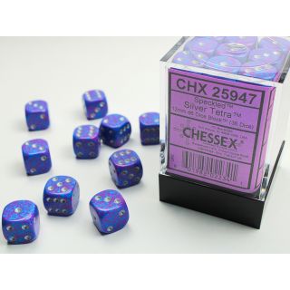 Chessex Speckled 12mm d6 Dice Block (36ct.) - Silver Tetra