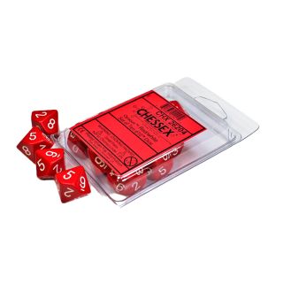 Chessex Opaque Red/white Set of Ten d10's (26204)