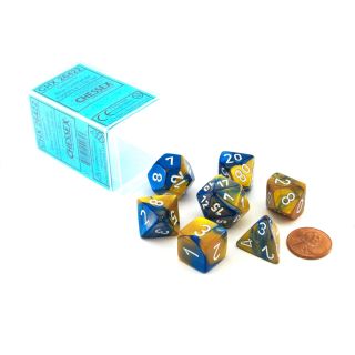 Chessex Gemini Polyhedral Blue-Gold/white 7-Die Set (26422) 