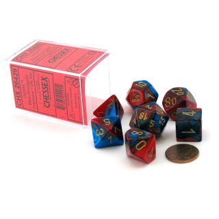 Chessex Gemini Polyhedral Blue-Red/gold 7-Die Set (26429)