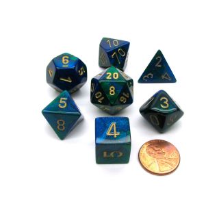 Chessex Gemini Polyhedral Blue-Green/gold 7-Die Set (26436)
