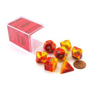 Chessex Gemini Polyhedral Red-Yellow w/silver 7-Die Set (26450)