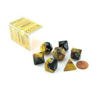 Chessex Gemini Polyhedral Black-Gold w/silver 7-Die Set (26451)