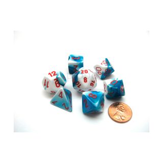 Chessex Gemini Polyhedral Astral Blue-White w/red 7-Die Set (26457)