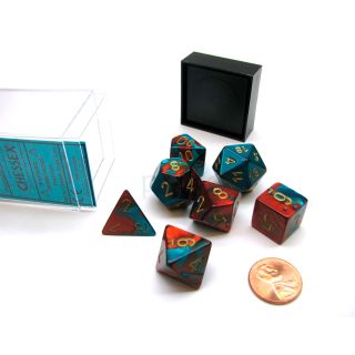 Chessex Gemini Polyhedral Red-Teal w/gold 7-Die Set (26462)