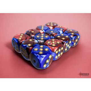 Chessex Gemini 16mm d6 Dice Block (12ct.) - Blue-Red/gold
