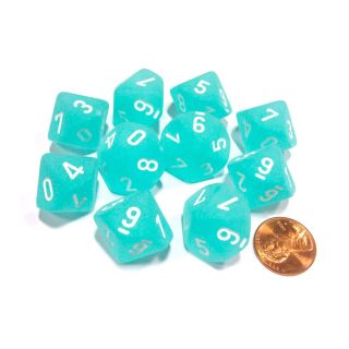 Chessex Frosted Teal/white Set of Ten d10's