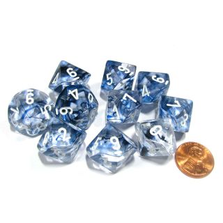 Chessex Nebula Black/White set of Ten d10's