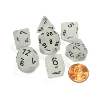 Chessex Frosted Polyhedral Clear/black 7-Die Set (27401)