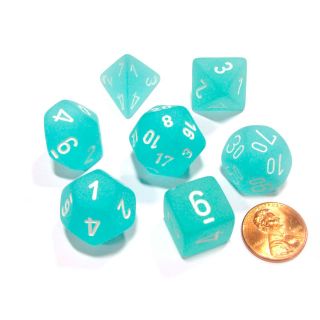 Chessex Frosted Polyhedral Teal/white 7-Die Set (27405)