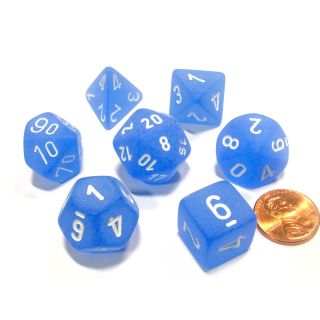 Chessex Frosted Polyhedral Blue/white 7-Die Set (27406)